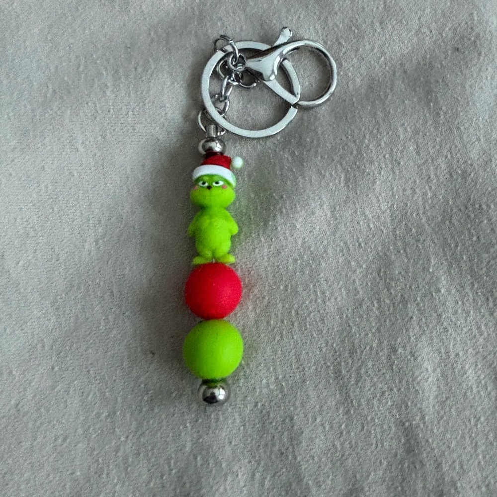 Hand Crafted Green and Red Keychain